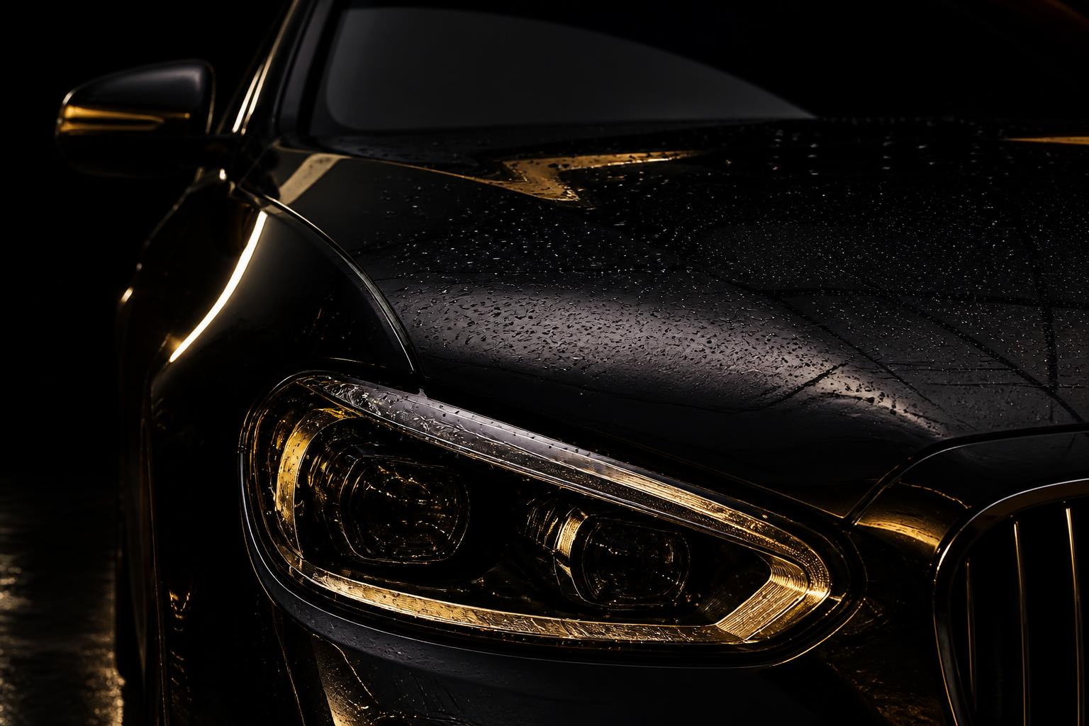 Glossy black car after a premium detail